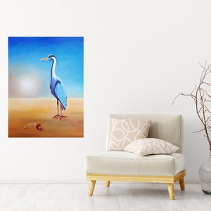 Art Print Heron Bird Bird Painting Fine Art Print Print van olieverfschilderij afbeelding 3