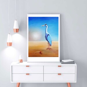 Art Print Heron Bird Bird Painting Fine Art Print Print van olieverfschilderij afbeelding 2