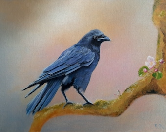 Art print raven oil painting bird - FINE ART PRINT