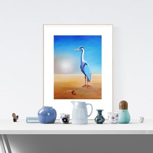 Art Print Heron Bird Bird Painting Fine Art Print Print van olieverfschilderij afbeelding 5