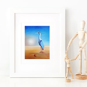 Art Print Heron Bird Bird Painting Fine Art Print Print van olieverfschilderij afbeelding 4