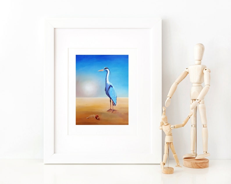 Art Print Heron Bird Bird Painting Fine Art Print Print van olieverfschilderij afbeelding 4