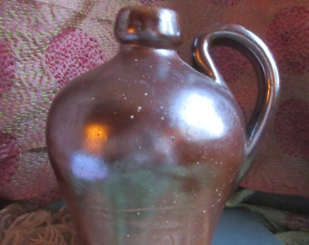 small salt glazed antique jug, 1910's stoneware, earthenware, , rustic, sculptural, dark brown, farmhouse decor, still life prop, primitive,