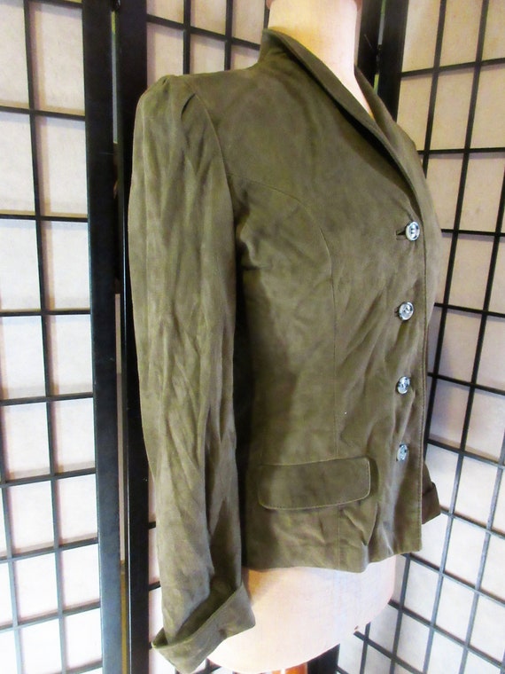 super soft suede jacket ,olive green, buttery sof… - image 9