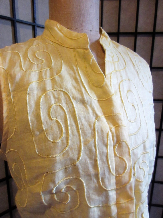 linen sleeveless blouse, Susan Bristol, pale yello