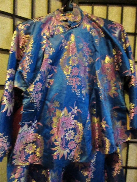 1930's silk brocade chinese style pajamas, loungi… - image 4