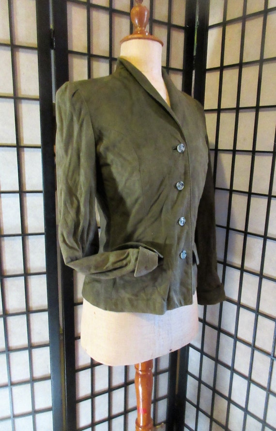 super soft suede jacket ,olive green, buttery sof… - image 3