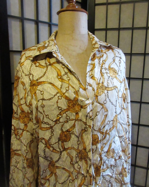 80's silk blouse, Jones New York, gold coins and c