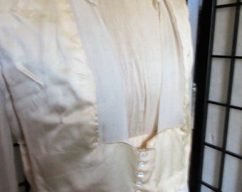 silk dress, Edwardian era, 1910's, silk chiffon and silk satin, two piece, dress and vest, off white, great condition, wearable,collectible