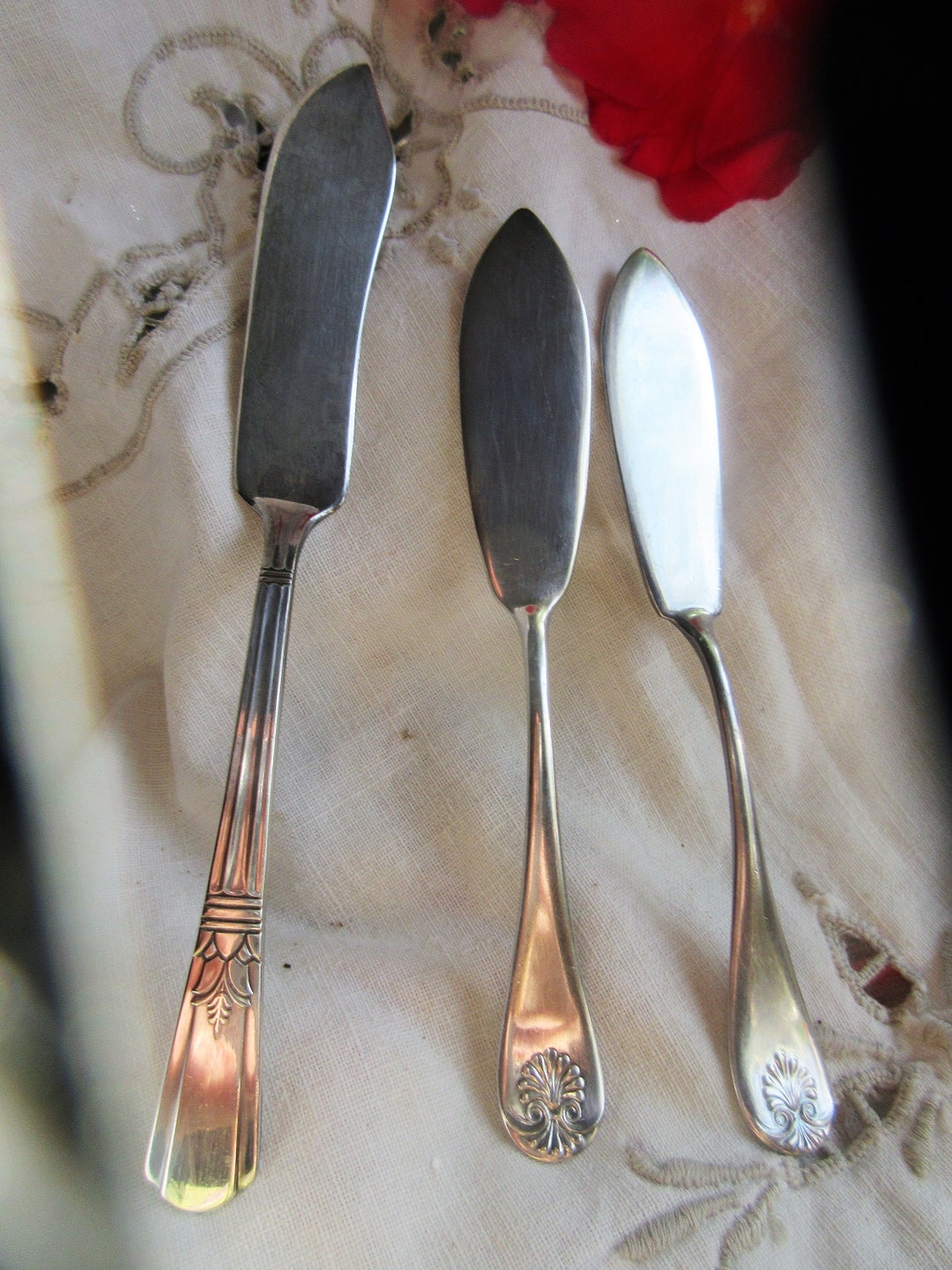 3 Silver Plated Butter Knives, 2 Patterns, Super Condition, 1920's Etsy