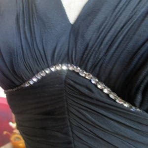 30s/40s silk evening dress, art deco, black silk chiffon, silk crepe lining, grecian style empire,full skirt, dance dress, Ginger Rogers image 2