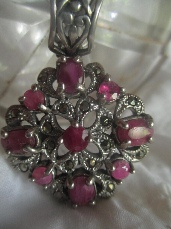 sterling silver/ruby pendant, matching earrings, … - image 5