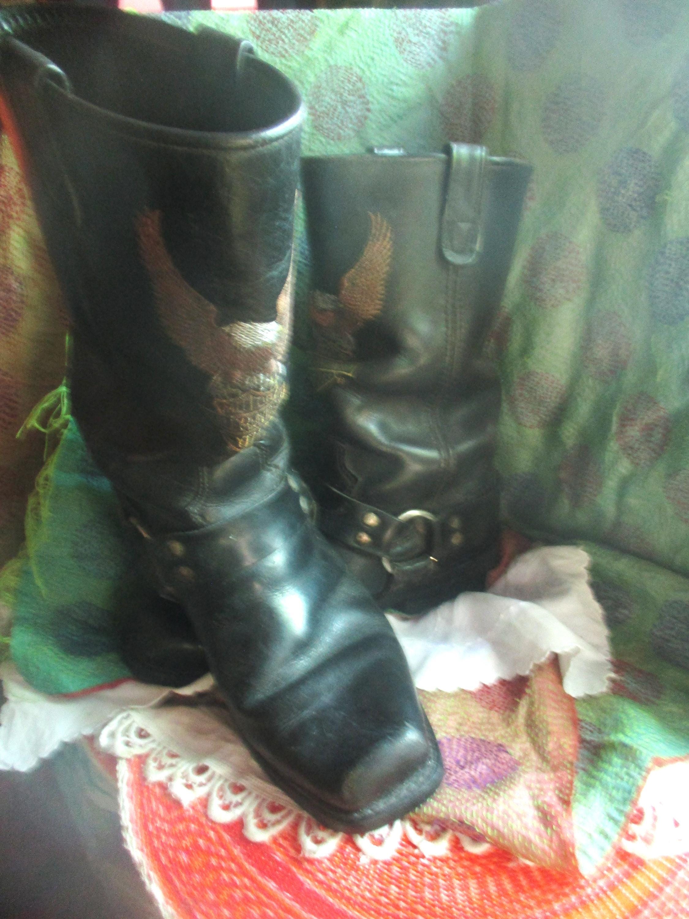 Harley Davidson Leather Motorcycle Boots, Full Eagle Logo