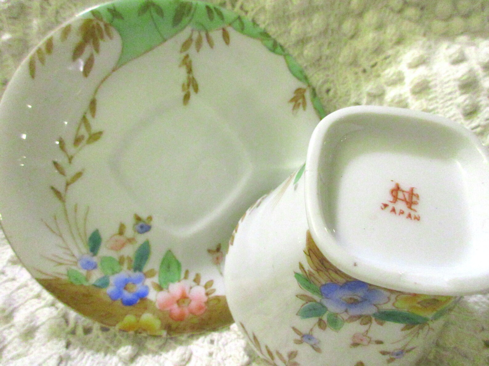Handpainted Japanese Cup and Saucer 1930's White With Etsy
