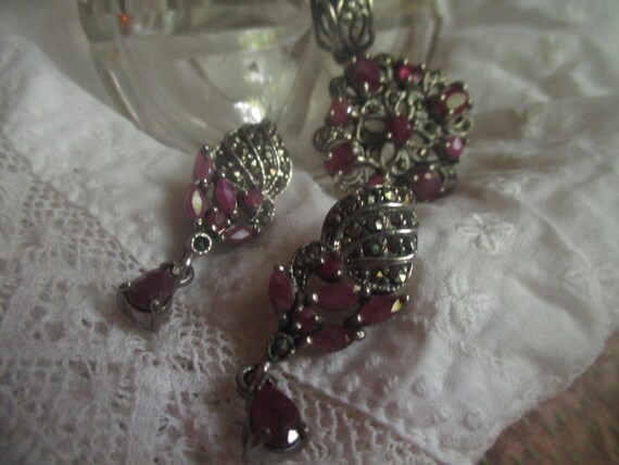 sterling silver/ruby pendant, matching earrings, … - image 2