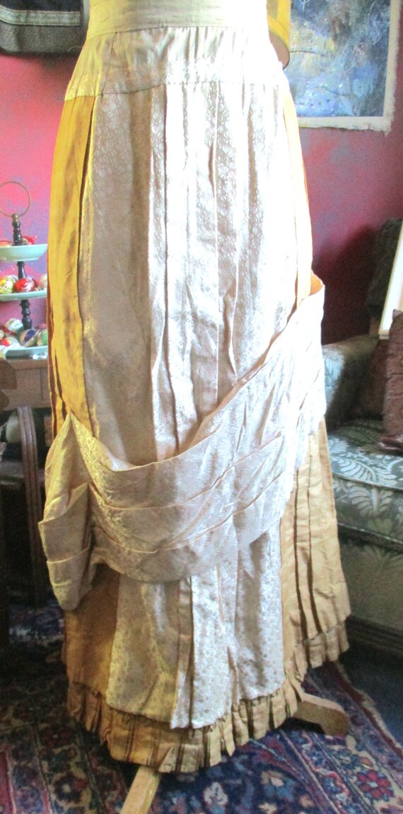 Victorian silk skirt, 1800's,creamy french peau de