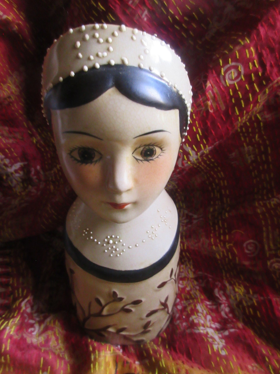 Edwardian Vase Woman Head Vase Hand Painted Moriage Very Etsy