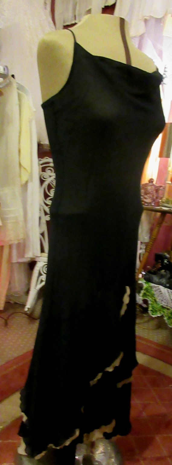 black silk chiffon dinner, dancing dress, bias cu… - image 2