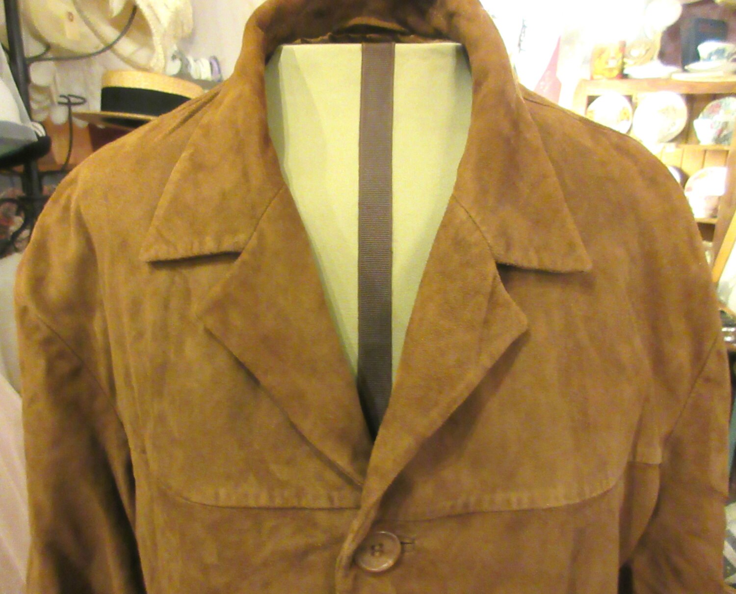 Super Soft Suede Mens Jacket Long Classic Style 60s Style -  Norway