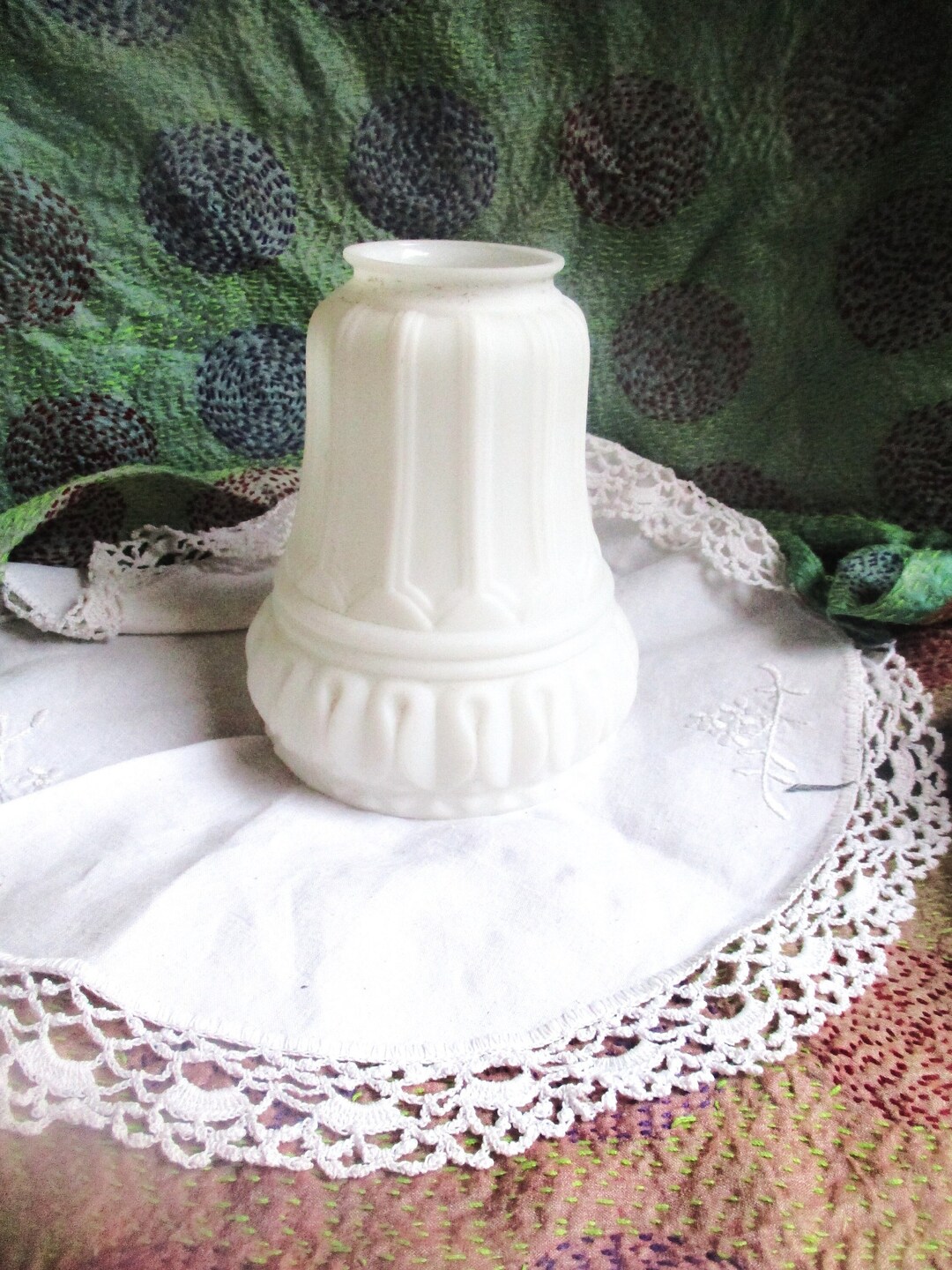 Picture of Gorgeous White Glass Antique Lamp Shade, Delicate Glass, Belle Epoque ...