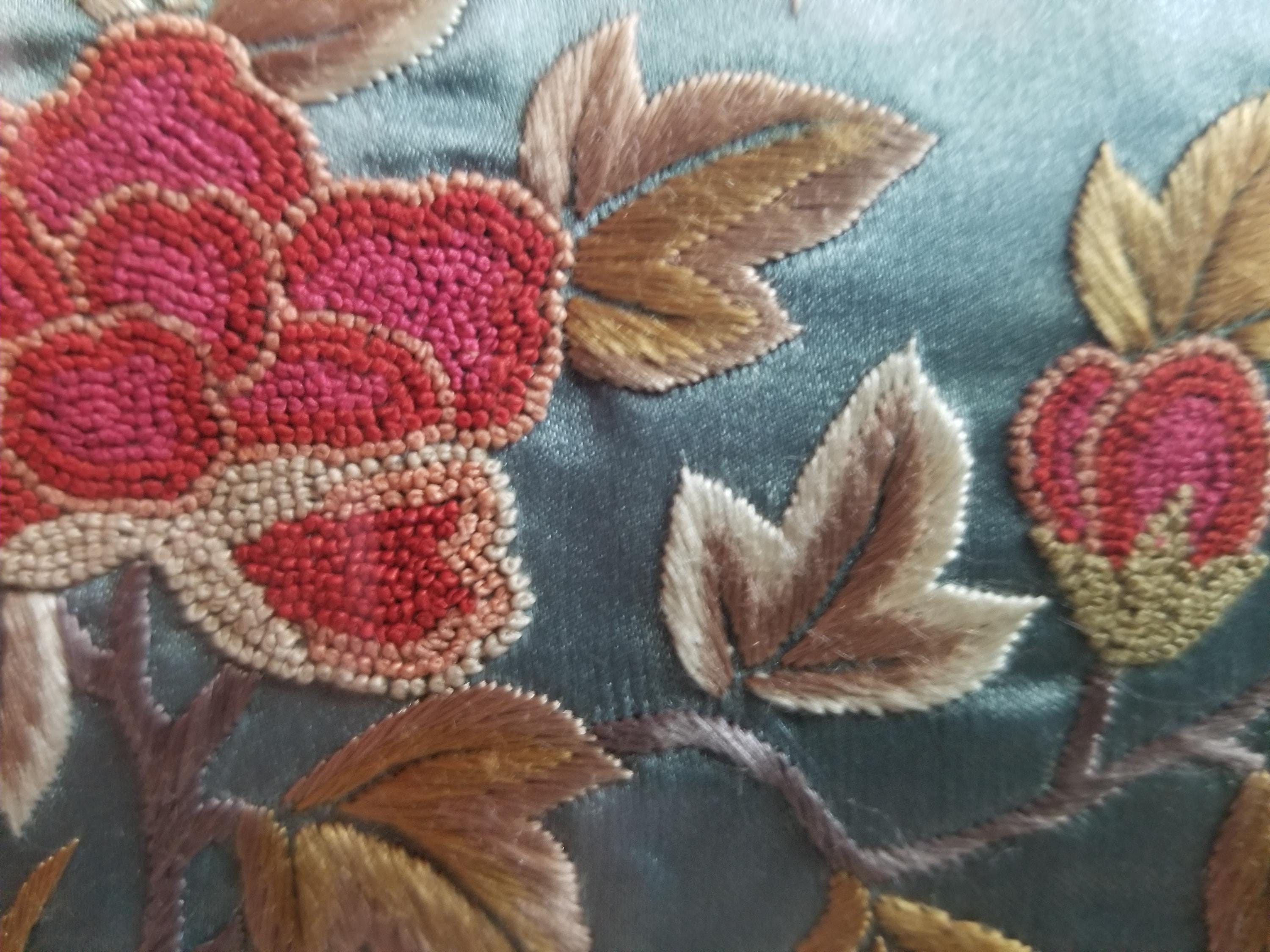 アンティークの手刺繍シルク刺繍、額入り、清朝時代、禁断の縫い目