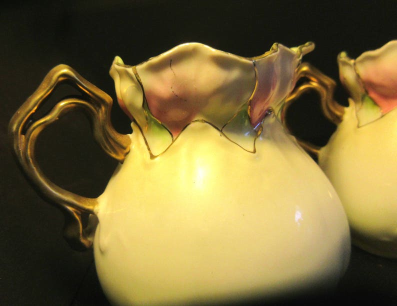 Antique Cream and Sugar 1800's Probably Bavarian Petal Etsy Canada