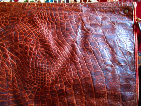 alligator leather cross shoulder carry bag, 1970'… - image 10