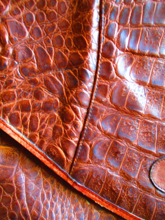alligator leather cross shoulder carry bag, 1970'… - image 8