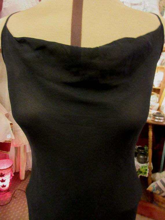 black silk chiffon dinner, dancing dress, bias cu… - image 1