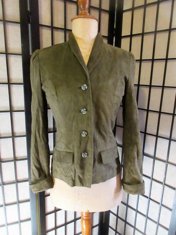 super soft suede jacket ,olive green, buttery sof… - image 4