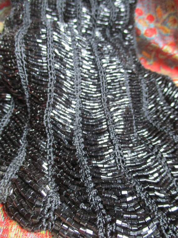 black glass beaded flapper style art deco evening… - image 3