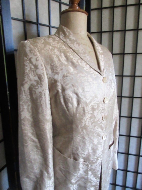 womans silk suit, J Peterman, 1990's, beautiful br