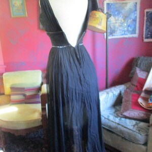 30s/40s silk evening dress, art deco, black silk chiffon, silk crepe lining, grecian style empire,full skirt, dance dress, Ginger Rogers image 4