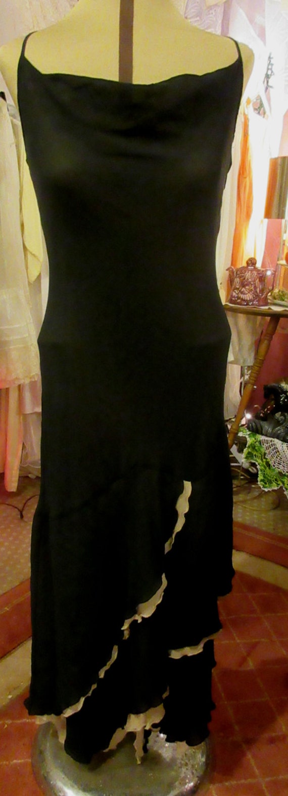black silk chiffon dinner, dancing dress, bias cu… - image 5