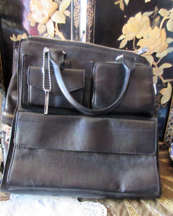 dkny black leather purse