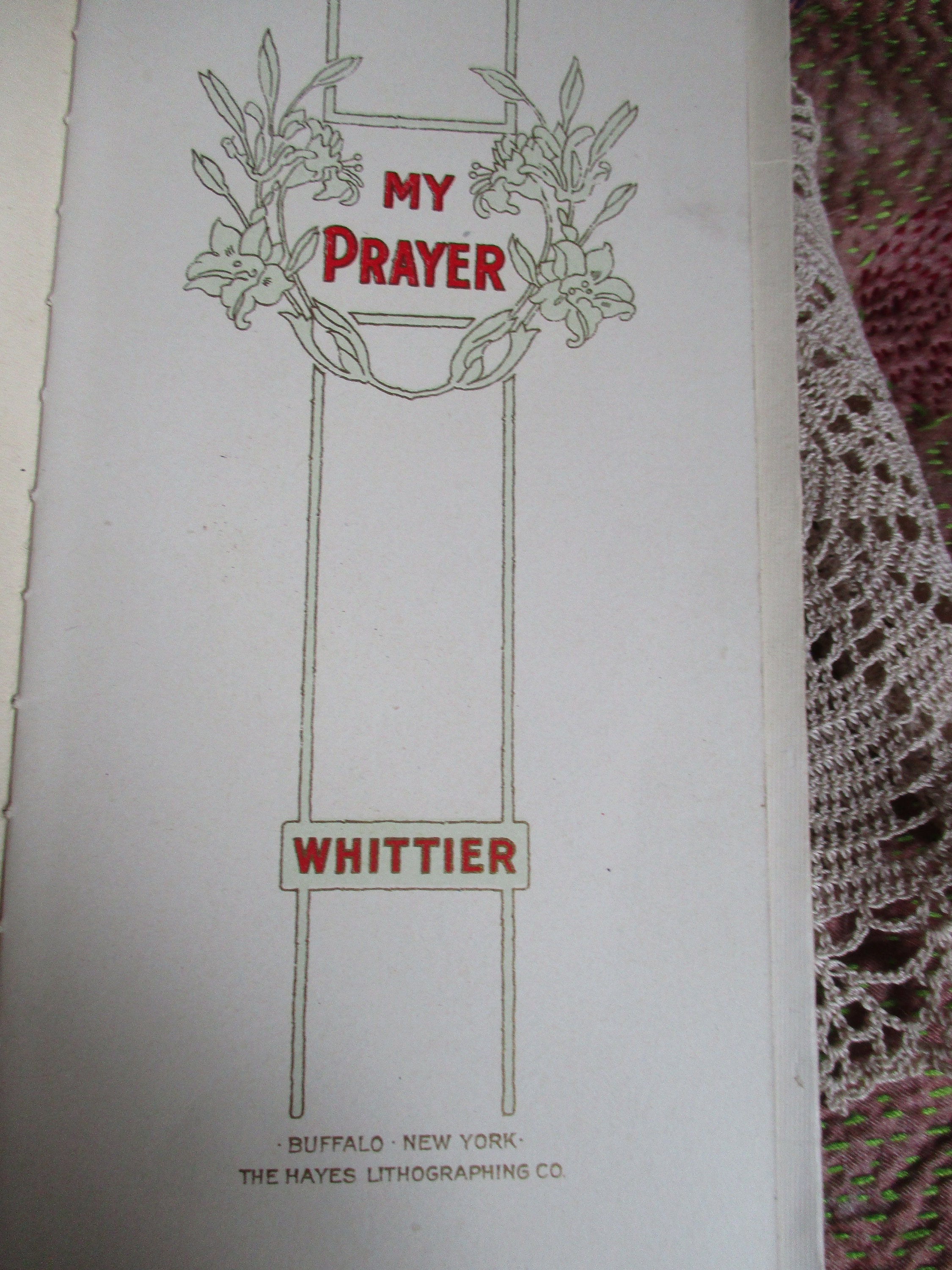 Small Victorian Booklet MY Prayer by Whittier Beautifully Etsy