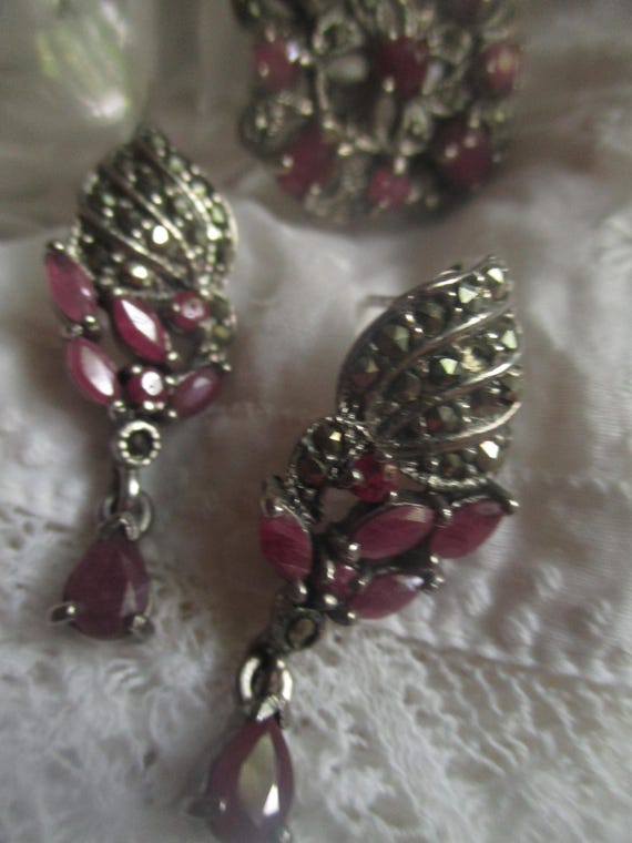 sterling silver/ruby pendant, matching earrings, … - image 4