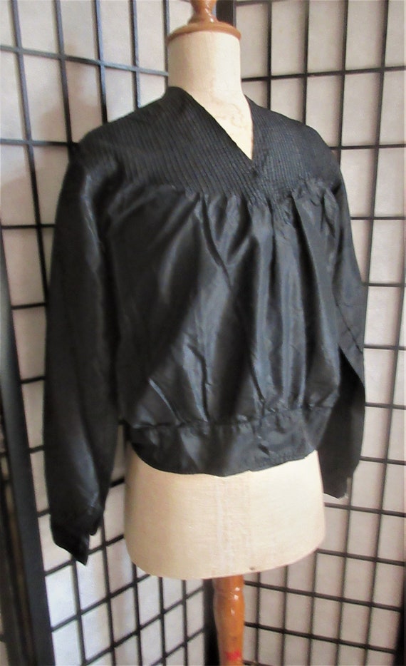 Edwardian/Victorian blouse, black silk, pin tuck e