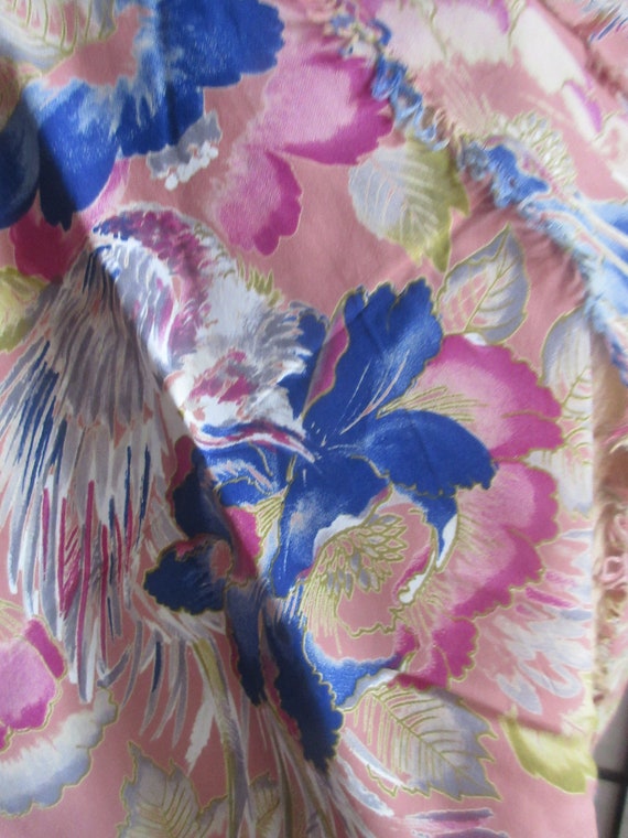 floral large square scarf/shawl, 1940's rayon cre… - image 3