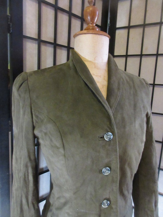 super soft suede jacket ,olive green, buttery sof… - image 2