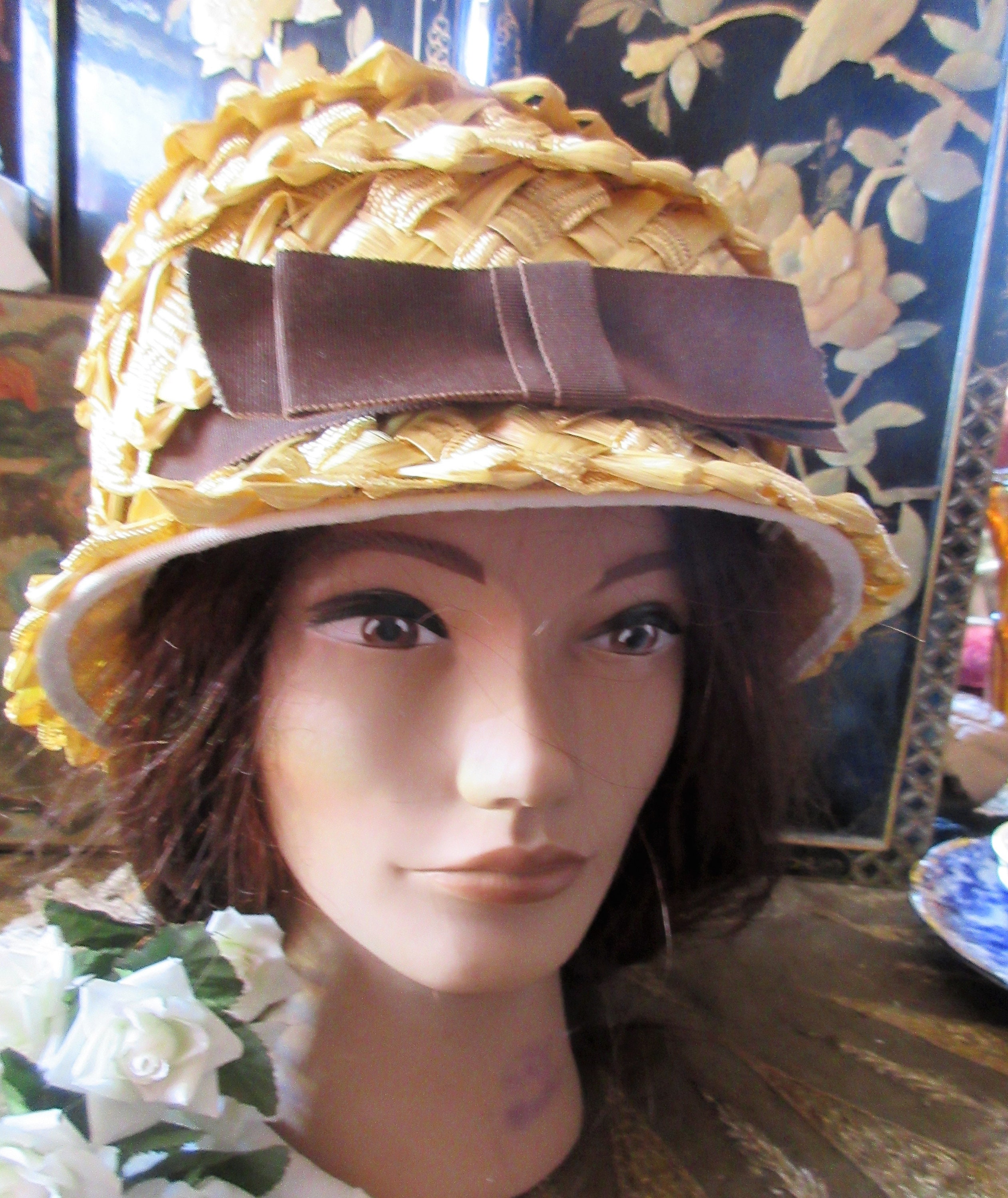 Raffia Straw Cloche With Brown Ribbon and Bow - Etsy Canada