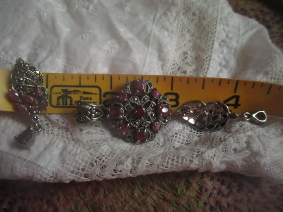 sterling silver/ruby pendant, matching earrings, … - image 7
