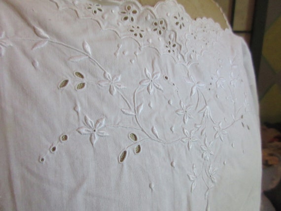 Edwardian nightgown, white cotton, hand embroider… - image 4
