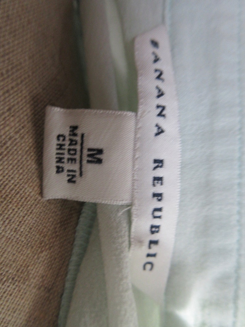 graduated blues silk chiffon summer blouse Banana Republic festival blouse,excellent condition short sleeves,boho drawstring waist