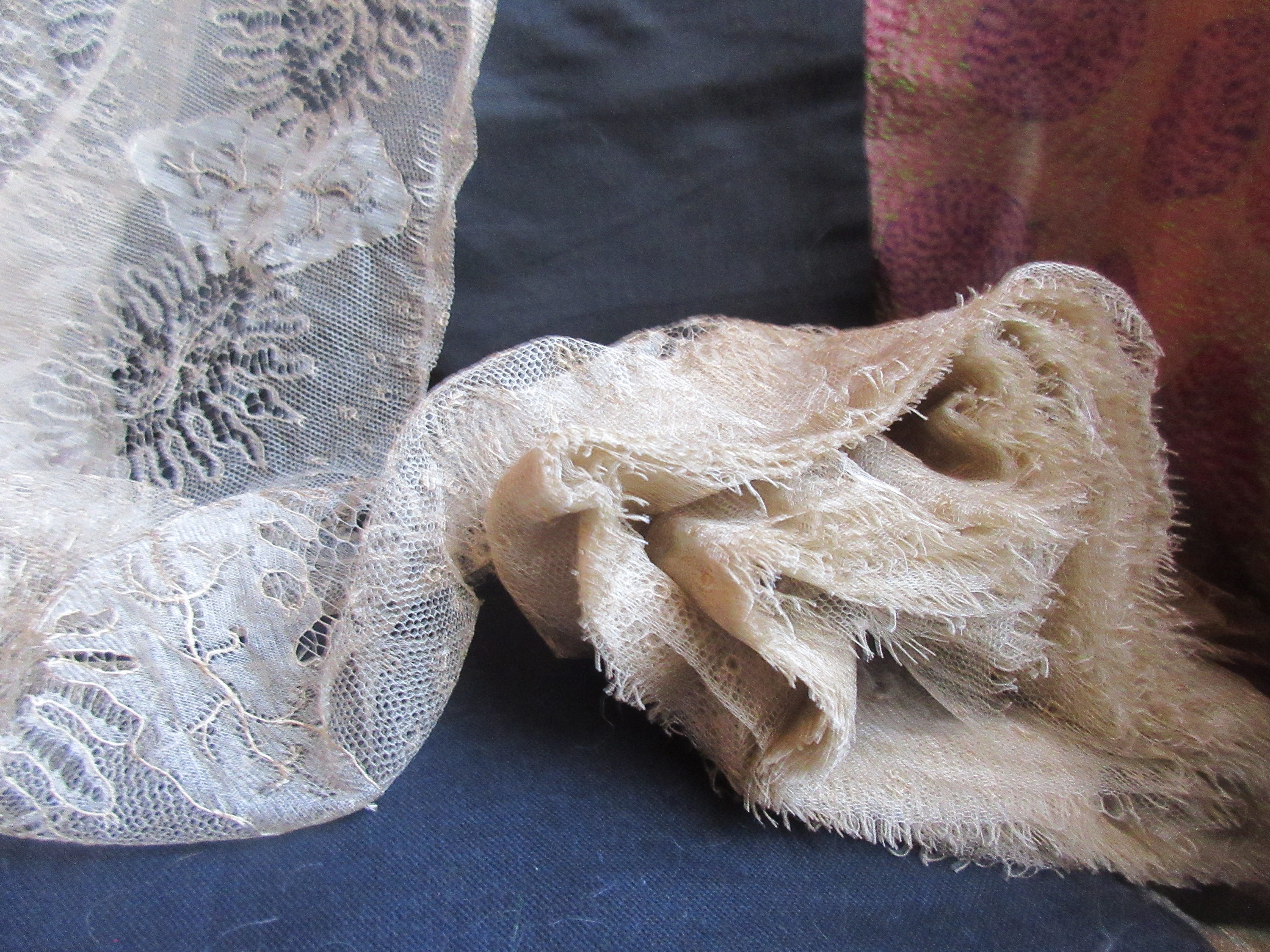 Antique Silk Bobbin Lace, 4 Yards, 1800's Victorian Lace, Fine