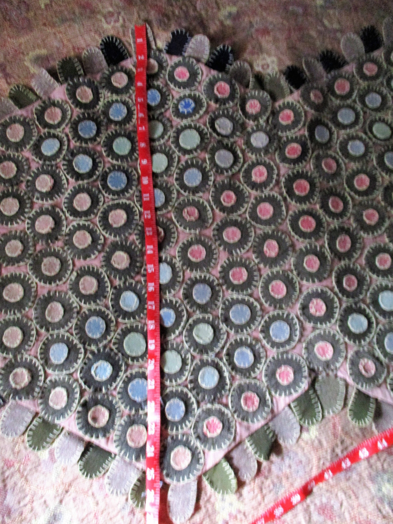 Handmade Coin Design Wool Rug, Wall Art, Table Top Display, Penny Rug ...