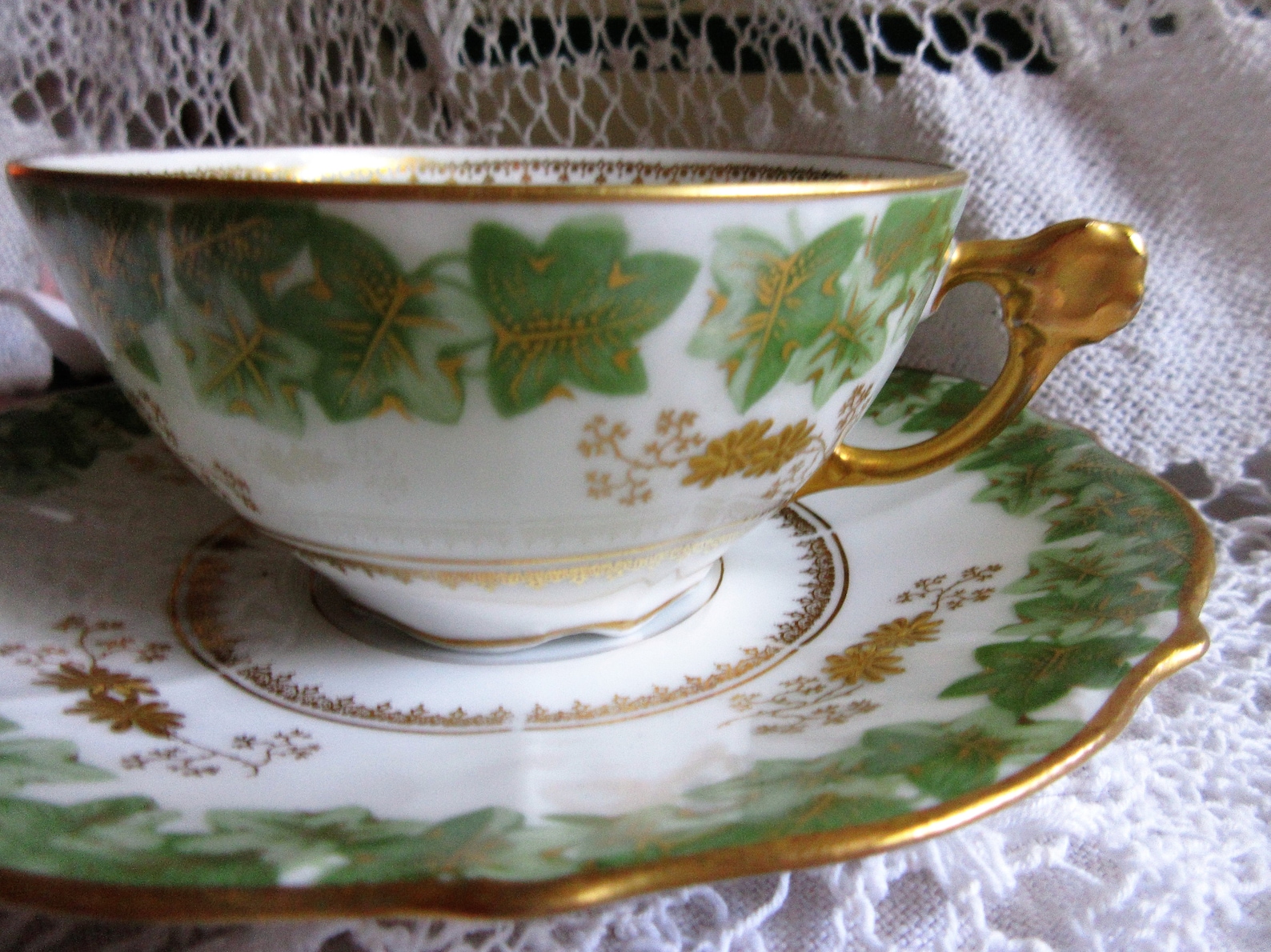 Beautiful Elite Limoges Porcelain Tea Cup Ivy Pattern Gold Etsy UK