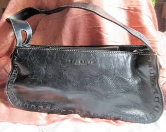 Black Leather Shoulder Bag Kenneth Cole Reaction 1990 s Vintage