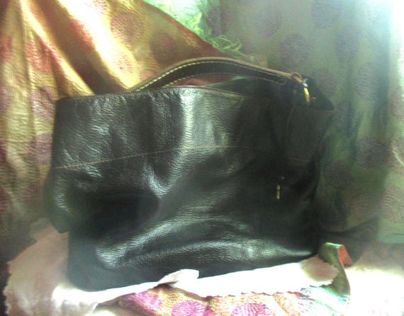Fabulous Quality Leather Shoulder Bag Rabeanco Deep Brown Thick Leather Large Lined Bag Slouch Style Excellent Condition Designer Bob Etsy