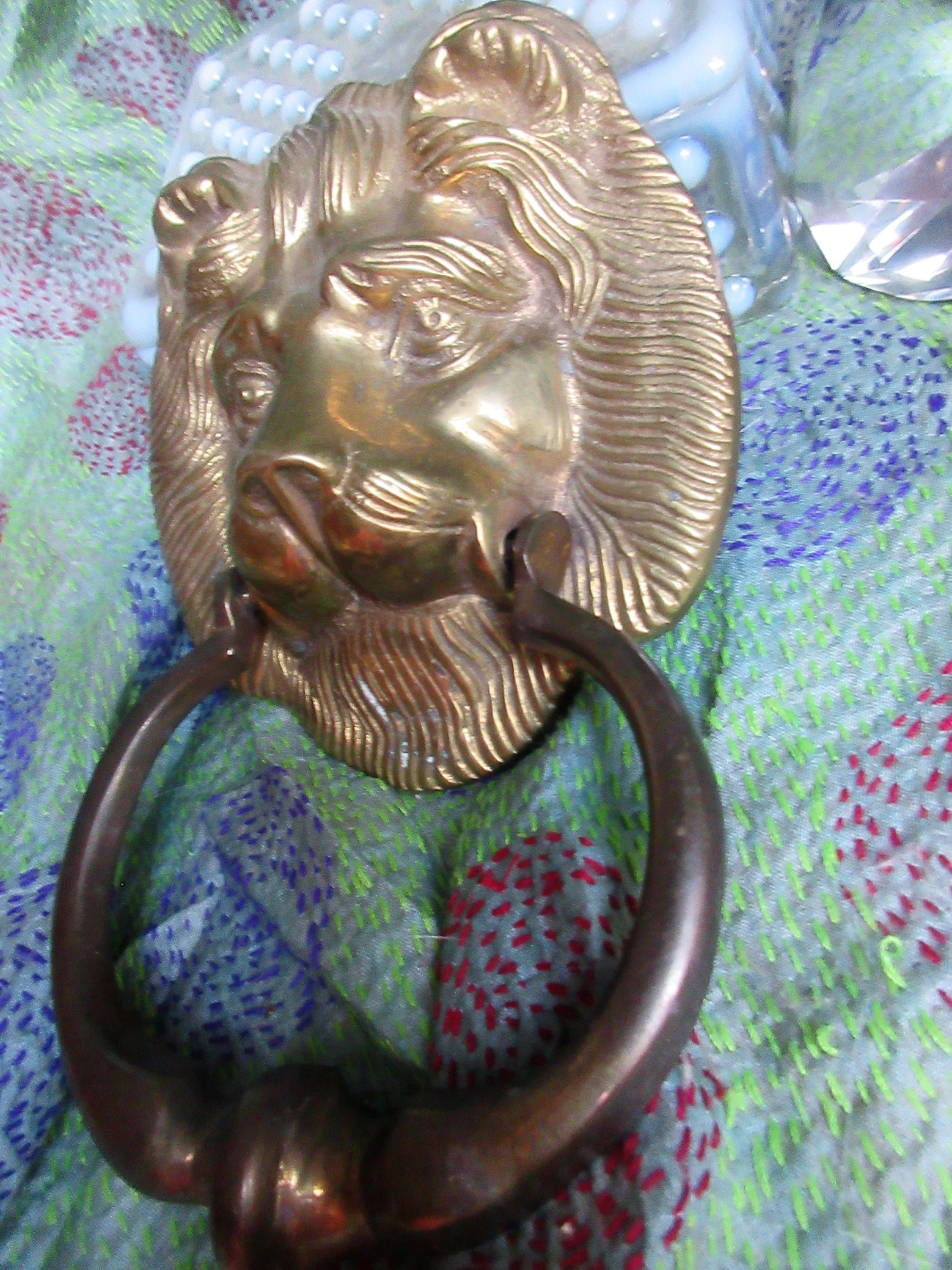 Solid Cast Brass Lion Front Door Knocker 6.25 Tall Lacquered Bra